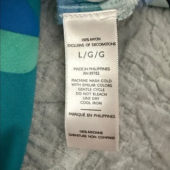 Natori Blue and Green Patterned Size Large Caftan Nightgown EUC - Picture 6 of 6